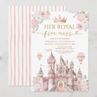 Pink Ihre Königliche fünf-heit Geburtstag Schloss Einladung