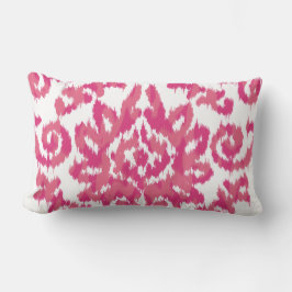 Pink Ikat Boho Whimsical Ethnic Girly White & Pink Lendenkissen