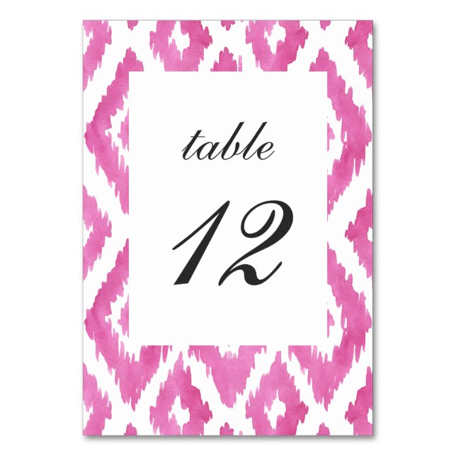 Pink Ikat Tischnummer (Vorderseite)