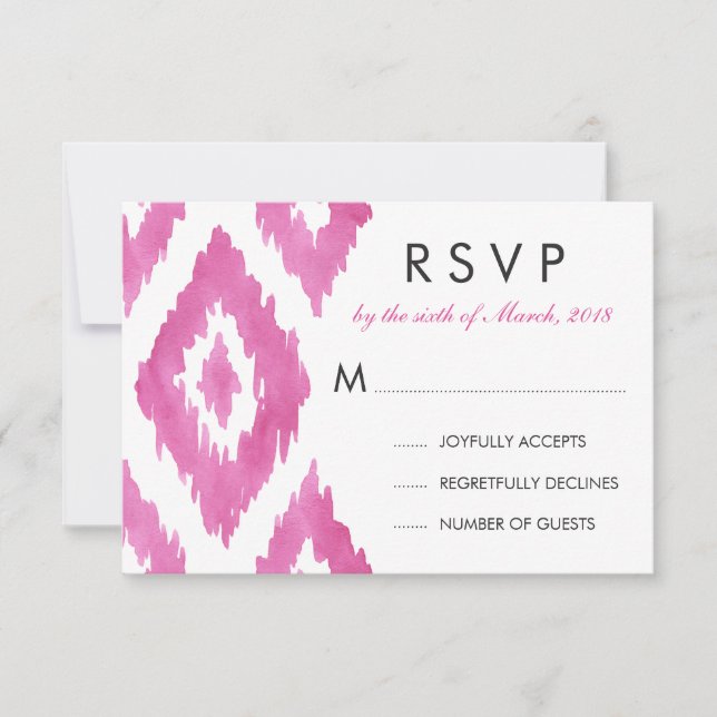 Pink Ikat UAWG RSVP Karte (Vorderseite)