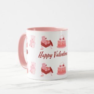 Pink Illustrative Happy Valentine's Day Classic Tasse