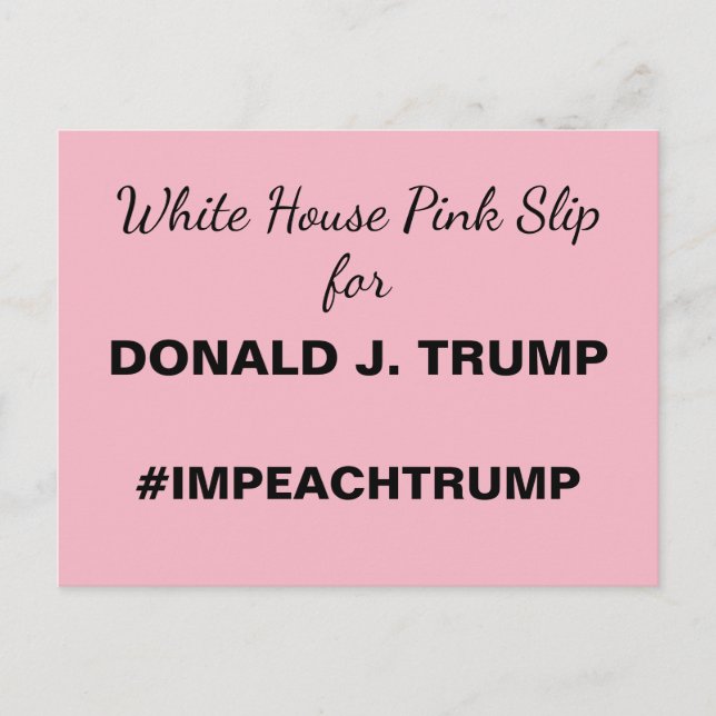 Pink im Weißen Haus für Trump-Widerstand Postkarte (Vorderseite)