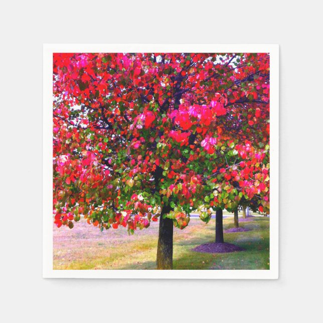 Pink impressionistisch Autumn Leaves Serviette (Vorderseite)
