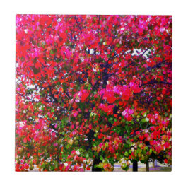 Pink impressionistisch Herbst Blätter Bäume Fliese