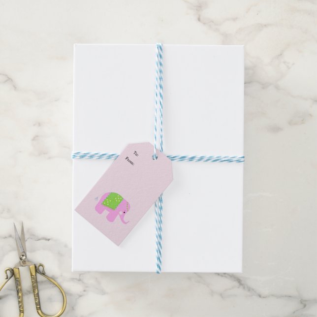 Pink Indian Elephant Geschenkanhänger (Mit Garn)