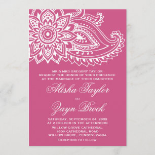 Pink Indian Paisley Formal Wedding Einladung