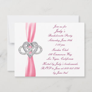 Pink Infinity Heart Bachelorette Party Invitation