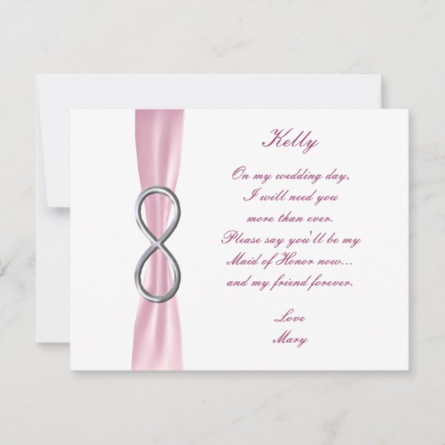 Pink Infinity Wedding Trauzeugin Card Einladung (Vorderseite)