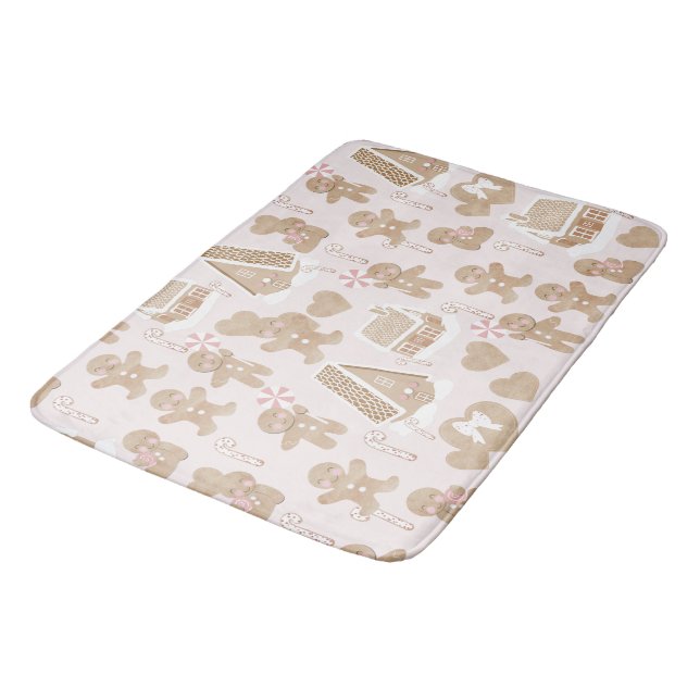Pink! Ingwer Brot Weihnachten Tür Rug/Mat Badematte (Schrägansicht)