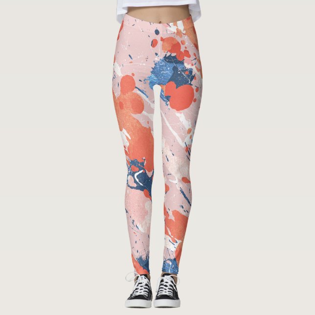 Pink ink strokes in marble rock leggings (Vorderseite)
