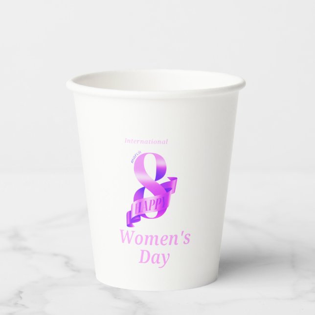 Pink International Women's Day 8. März Paper Cup Pappbecher (Vorderseite)