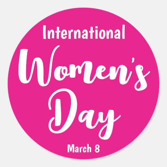 Pink Internationale Frauentyppografie Runder Aufkleber (Vorderseite)