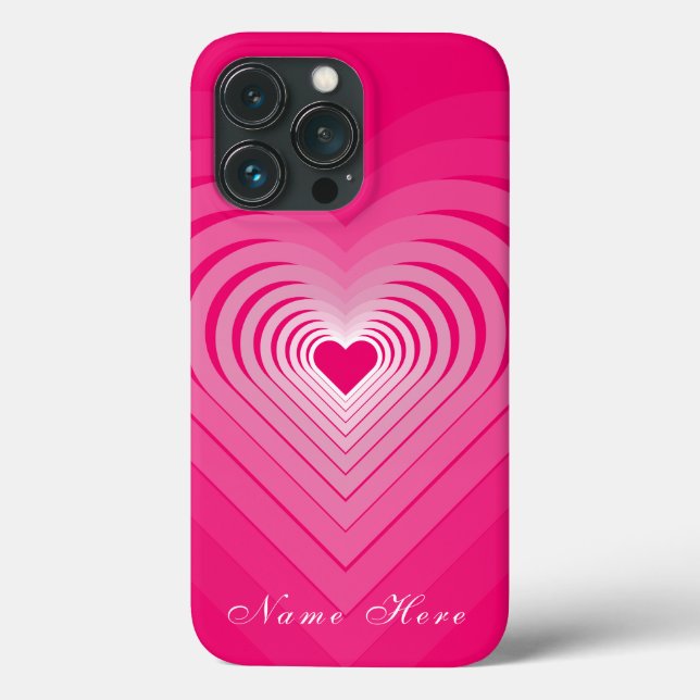 Pink iPhone Case mit Herz und Individuelle Name (Rückseite)