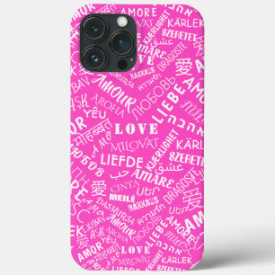 Pink iPhone Case mit mehrsprachiger Liebe Text
