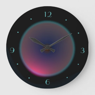 Pink Iridescent Moon on Black > Wall clock Große Wanduhr