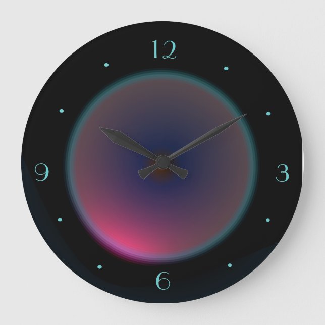 Pink Iridescent Moon on Black > Wall clock Große Wanduhr (Vorderseite)