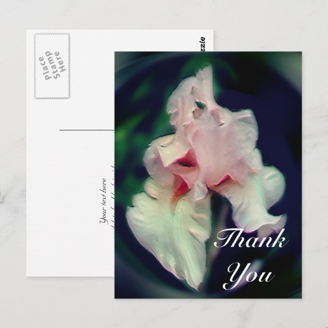 Pink Iris Abstrakt Floral Vielen Dank Postcard Postkarte (Vorne/Hinten)