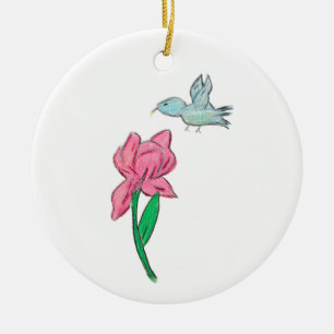 Pink Iris Keramik Ornament