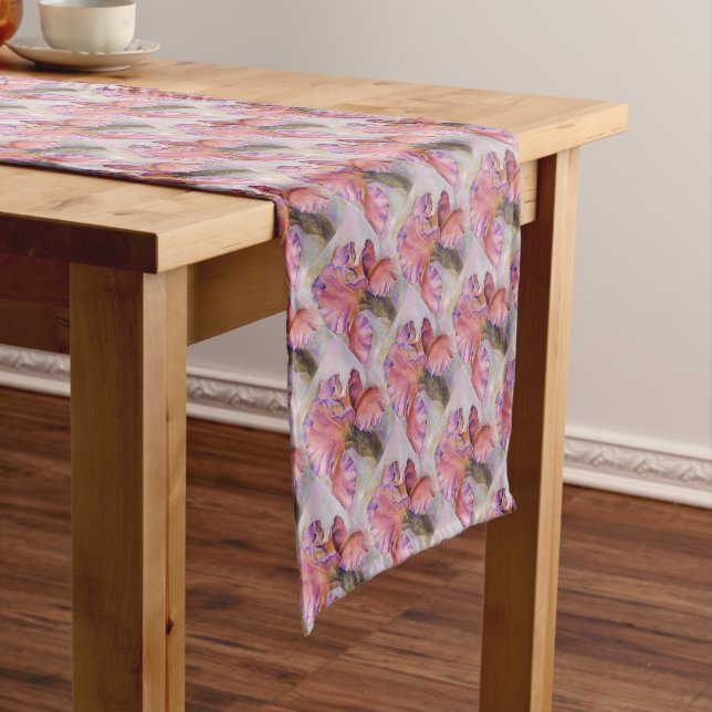 PINK IRIS KURZ TABLE RUNNER KURZER TISCHLÄUFER (Beispiel)