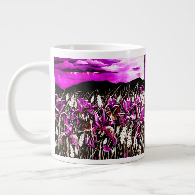 Pink Iris Storm Fields-Tasse Jumbo-Tasse (Links)