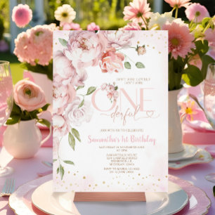 Pink ist nicht die einzige Blume am 1. Geburtstag Einladung