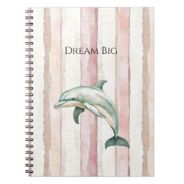 Pink Ivory Cream Stripes Dolphin Notizblock