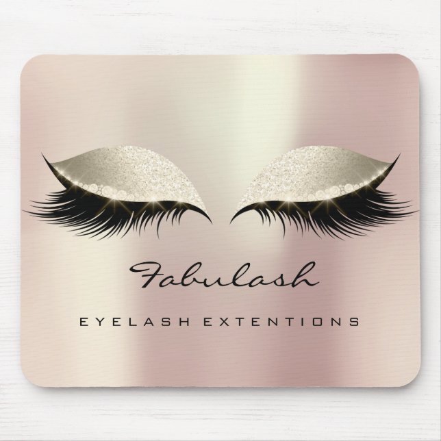 Pink Ivory Glitzer Name Beauty Lashes Makeup Mousepad (Vorne)