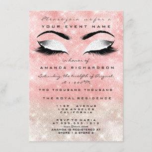 Pink Ivory Makeup Weißer Glitzer 16. Brautparty Einladung