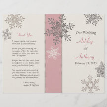 Pink Ivory Taupe Snowflakes Programme de mariage h