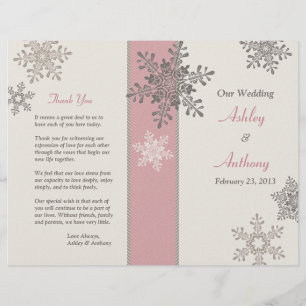 Pink Ivory Taupe Snowflakes Programme de mariage h