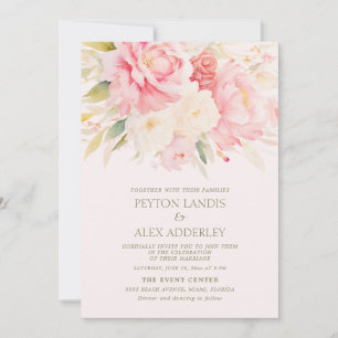 Pink Ivory Watercolor Blumenzwiebeln Hochzeit Einladung