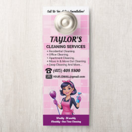 Pink Janitorial Lady House Cleaning Service Türanhänger