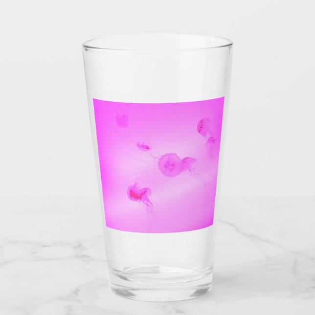 Pink Jellyfish Glass Cup Glas (Vorderseite)