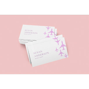 Pink Jet Business Card - Frauenreisedesign Visitenkarte