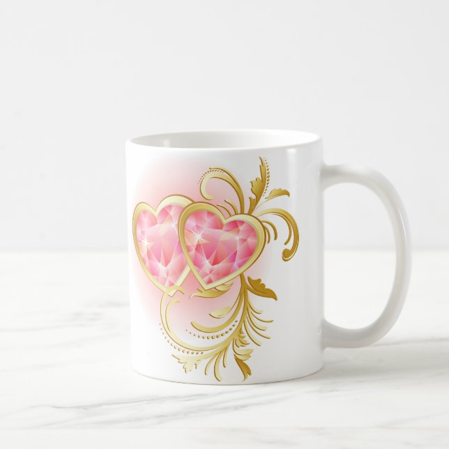 Pink Jewel Heart Kaffeetasse (Rechts)