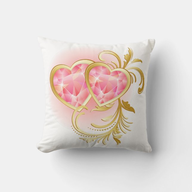 Pink Jewel Hearts American MoJo Pillow Kissen (Vorderseite)
