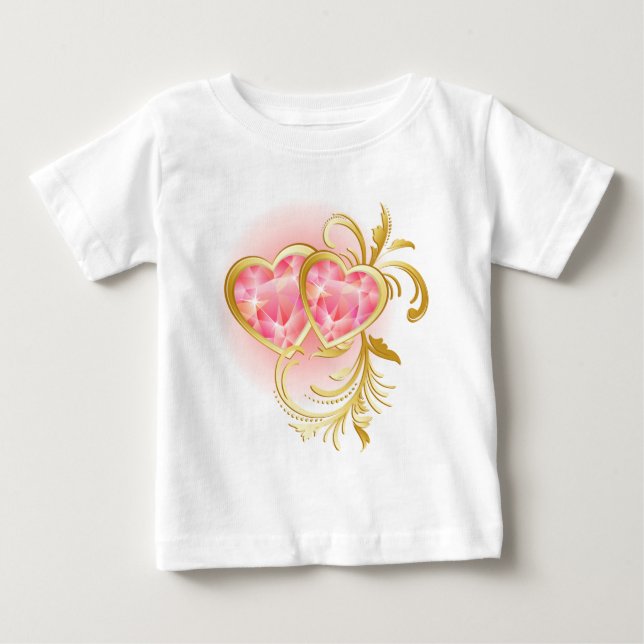 Pink Jewel Hearts Baby T-shirt (Vorderseite)