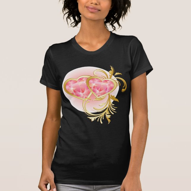 Pink Jewel Hearts T-Shirt (Vorderseite)