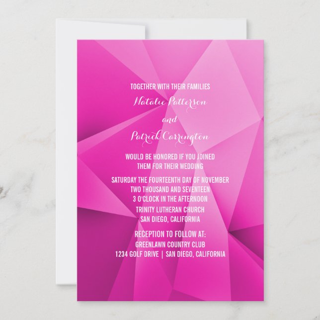 Pink Jewel Tones Hochzeitseinladung Einladung (Vorderseite)