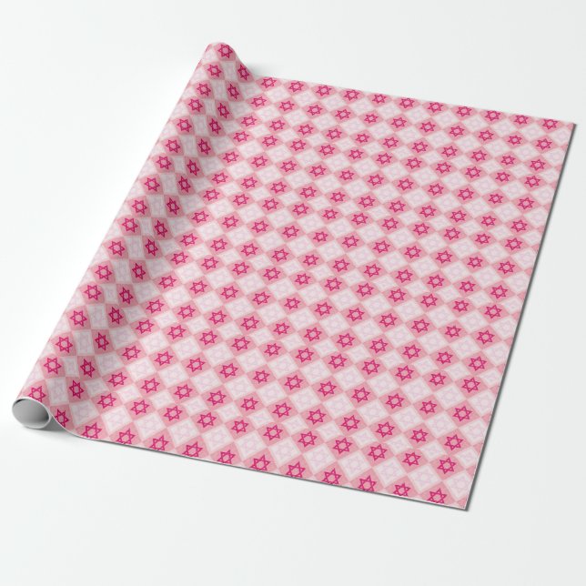 PINK Jewish Hanukkah Chanukah Bat Mitzvah Wedding Geschenkpapier (Ungerollt)