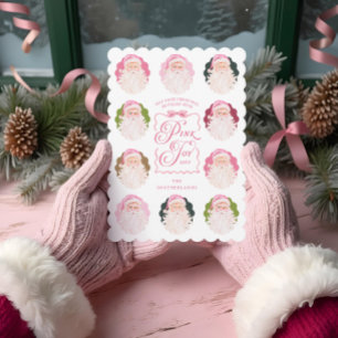 Pink Joy Retro Fun Vintage Wasserfarbe Weihnachtsm Feiertagskarte