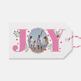 Pink Joy with berries Christmas photo Geschenkanhänger