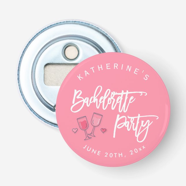 Pink-Junggeselinnen-Abschied-Taste Flaschenöffner (Vorderseite)