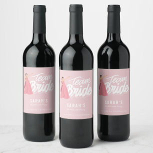 Pink Junggeselinnen-Abschied Team Bride Bridesmaid Weinetikett