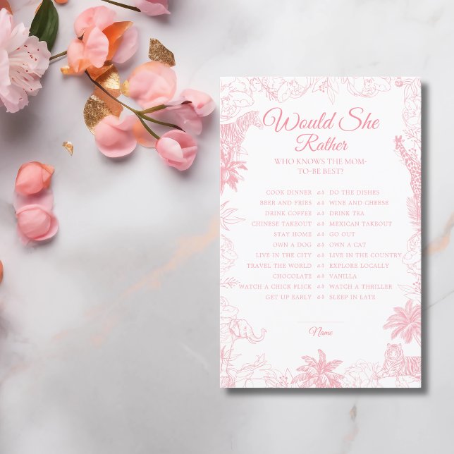 Pink Jungle Safari Baby Shower Would She Rather (Von Creator hochgeladen)