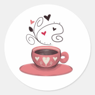 Pink-Kaffeetasse Runder Aufkleber