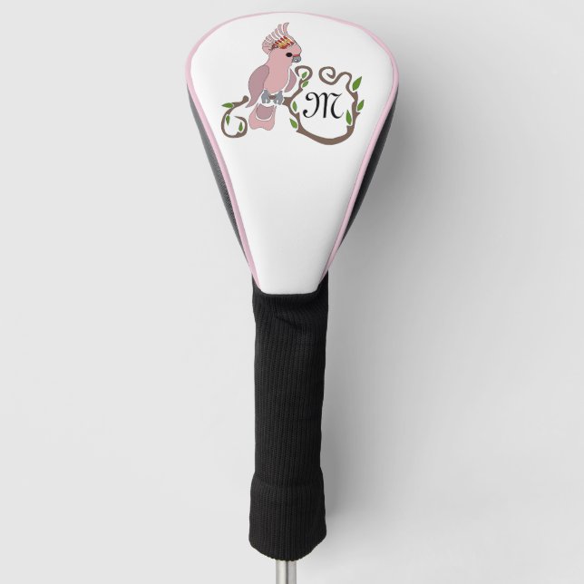 Pink-Kakadu-Monogramm Golf Headcover (Vorderseite)