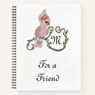Pink-Kakadu-Monogramm Notizbuch