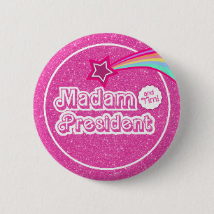 Pink Kamala Glitzer Frau Präsidentin Button