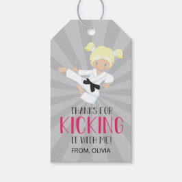 Pink Karate Girl Birthday Geschenkanhänger